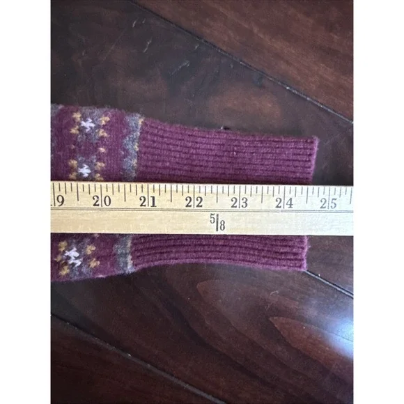 FAHERTY Highland Fair Isle Puff Sleeve Sweater Womens S Gray Merino Wool Blend - Picture 11 of 13